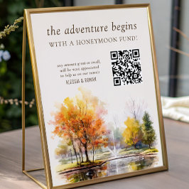 QR Code Honeymoon Fund Fall Lake Country Wedding Poster