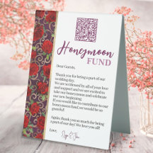 QR Code Honeymoon Fund für Burgund und Gold Rote R