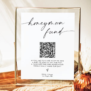 QR Code Honeymoon Fund Sign, Honeymoon Fund Sign Poster