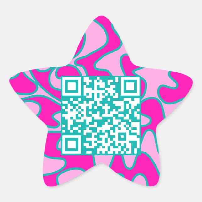QR-Code Hot Pink Aquamarin Bright Modern Cool Stern-Aufkleber (Vorderseite)