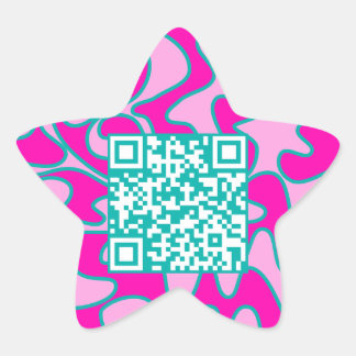 QR-Code Hot Pink Aquamarin Bright Modern Cool Stern-Aufkleber