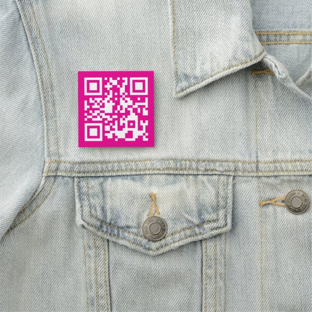 QR-Code (Hot Rosa und Weiß) Namensschild (Beispiel)