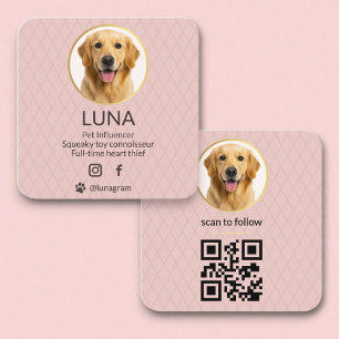 QR-Code Hund Haustier Social Media Blush Pink Foto Quadratische Visitenkarte