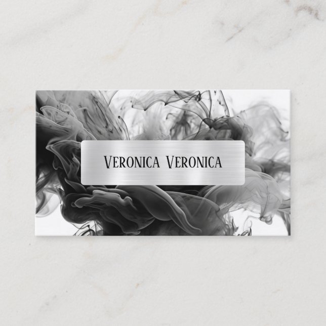 QR Code Ihr Logo Smokey Gothic Social Media Visitenkarte (Vorderseite)