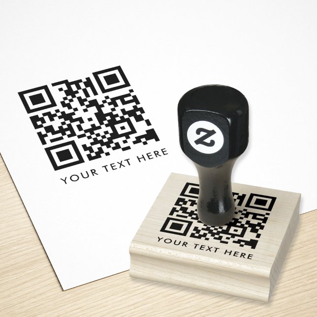 QR Code Ihr Text sauber Einfach Minimalistisch Gummistempel (Von Creator hochgeladen)