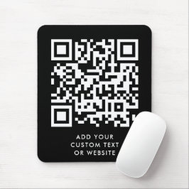 QR-Code | Ihr Text Schwarz Minimalistisch Mousepad