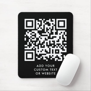 QR-Code   Ihr Text Schwarz Minimalistisch Mousepad