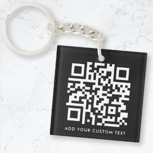 QR-Code Ihr Text Schwarz Minimalistisch Schlüsselanhänger