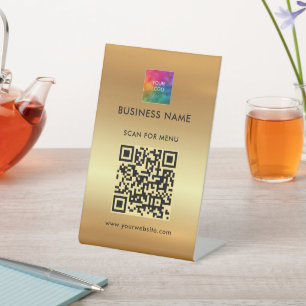 QR-Code Ihre Logo-Imitate Gold Custom Scan for Men Sockelschild