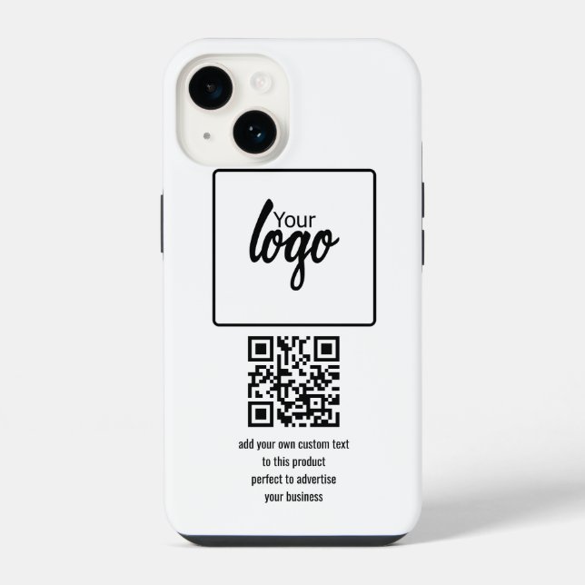 QR-Code Ihres Unternehmens und Text iPhone Hülle (Rückseite)