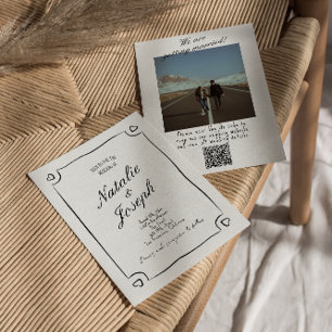 QR Code Illustrierte handgezeichnete Foto Hochzeit Einladung