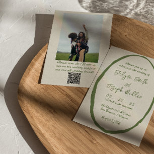 QR Code Illustrierte handgezeichnete Foto Hochzeit Einladung