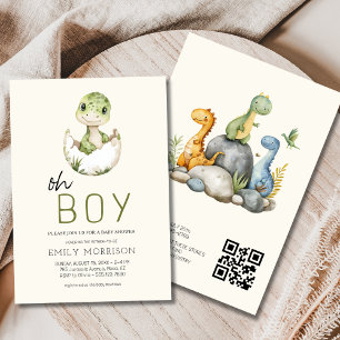 QR-Code in einer Dinosaur Baby Boy Dusche Einladung