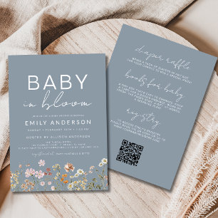 QR-Code in einer Wildblume Baby in Blütendusche Einladung
