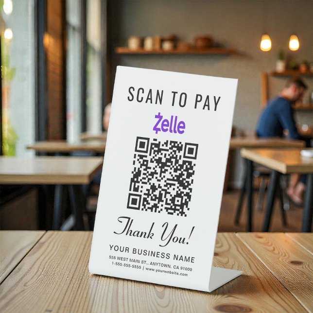 QR-Code in Zelle abfragen Sockelschild (Scan to Pay Zelle QR Code Pedestal Sign)