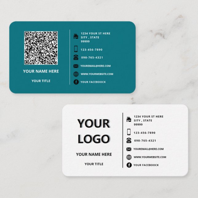 QR-Code-Info-Logo Text Visitenkarte Farben auswähl (Vorne/Hinten)