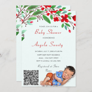 QR Code Info Schlafen Sweet Baby Shower Einladung