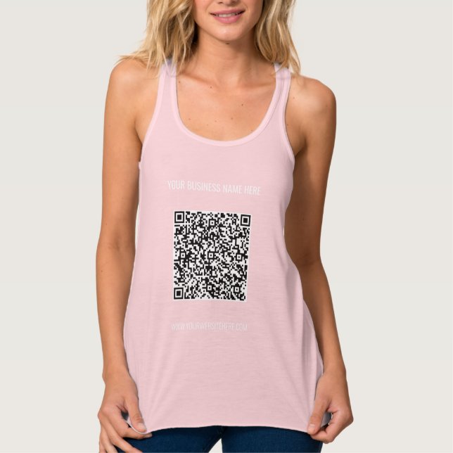 QR-Code-Info und benutzerdefinierter Text Moderner Tank Top (Vorderseite)