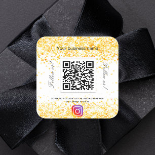 QR-Code Instagram für weißes Gold Quadratischer Aufkleber