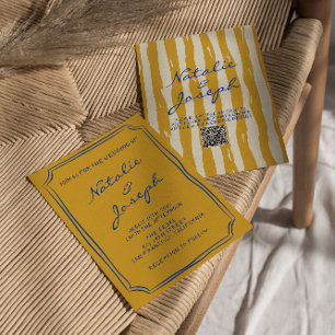 QR-Code Italienische handgeschriebene Pinstripes H Einladung