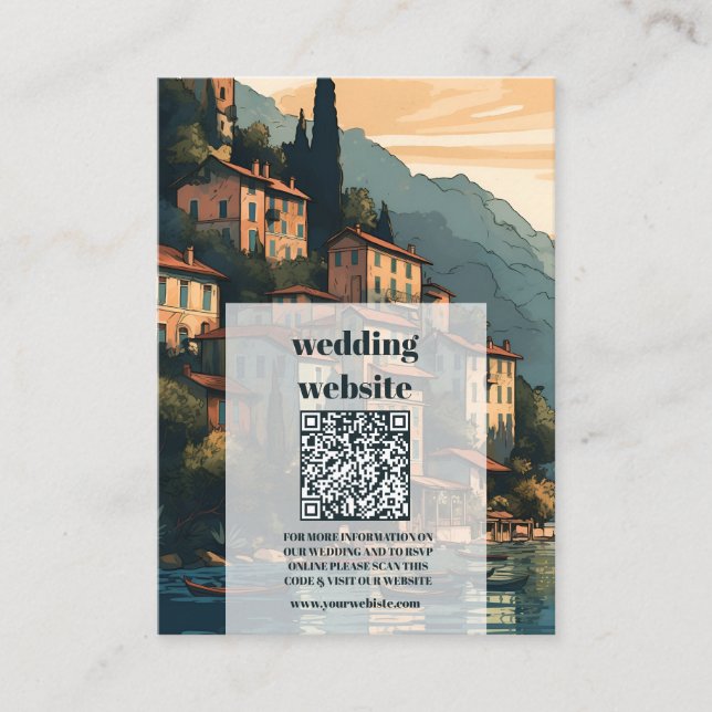 qr code Italy Lake Como Hochzeit in Urlaubsort Begleitkarte (Vorderseite)