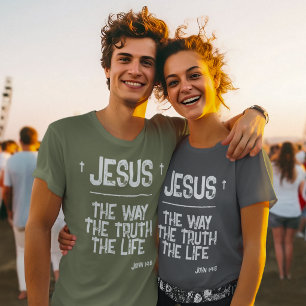 QR-Code Jesus Der Weg Wahrheit Leben Bibel Grunge T-Shirt