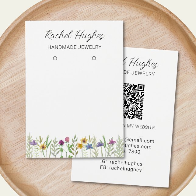 QR Code Jewelry Floral Earrings Display Card (Von Creator hochgeladen)