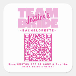 QR Code Junggeselinnen-Abschied Kaufen Drink Team Quadratischer Aufkleber