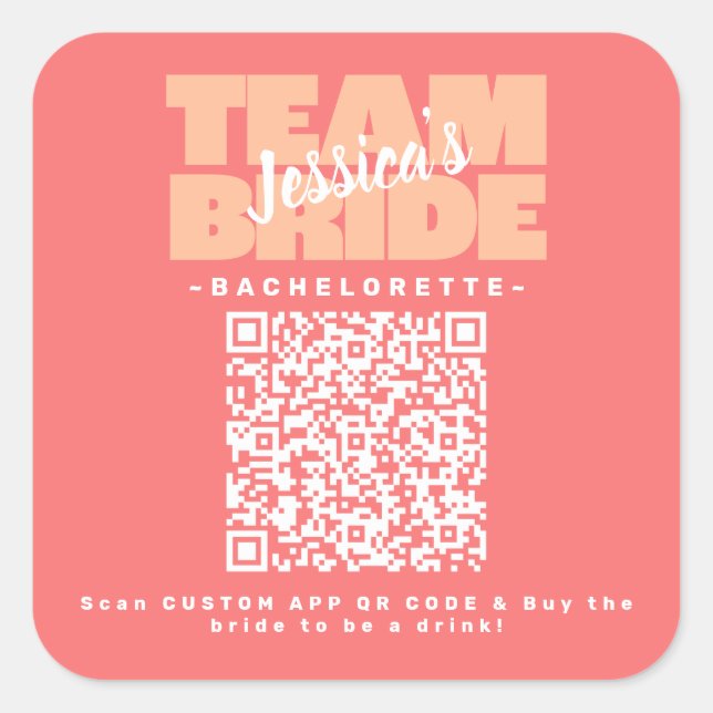 QR Code Junggesellinnenabschied Getränk kaufen Tea Quadratischer Aufkleber (Vorderseite)