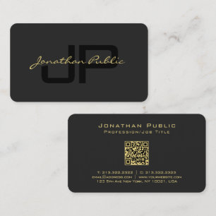 QR Code Kalligrafie Gold Text Name Script Luxe Visitenkarte