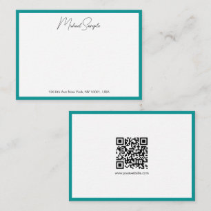 QR-Code-Kalligrafieschrift Name Weiß und Türkis Mitteilungskarte