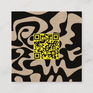 QR-Code Kanariengelb Retro Groovy Schlängellinien Quadratische Visitenkarte
