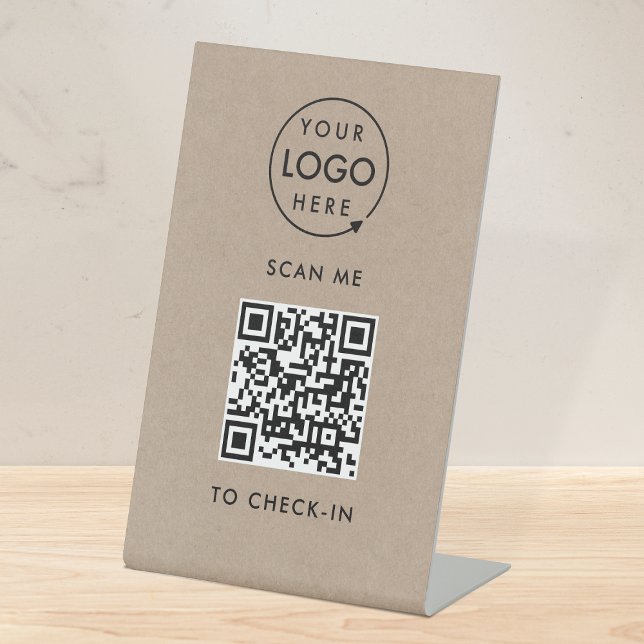 QR-Code-Karo | Rustikales Kraft-Logo Sockelschild (Von Creator hochgeladen)