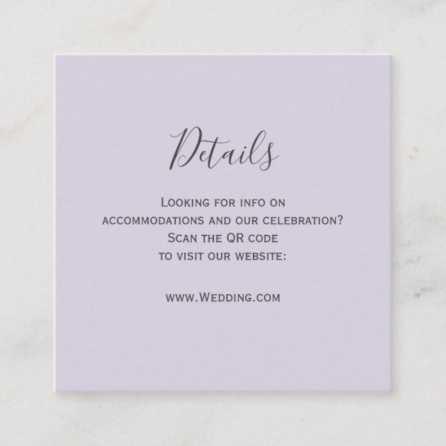 QR-Code-Karte für rustikalen Lavendel Begleitkarte (Vorderseite)