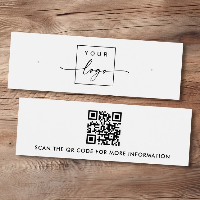 QR-Code-Karte mit weißem Ohrring (Logo QR code white stud earring display card)