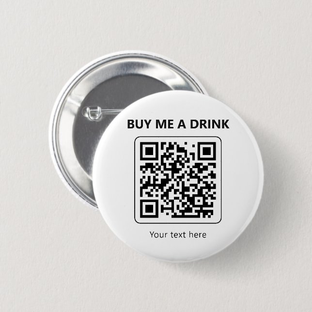 QR-Code Kauf mir ein Getränk Minimale Party-Zahlun Button (Vorne & Hinten)