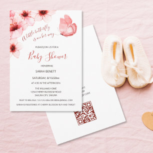 QR Code Kirry Blossoms Wasserfarbe Kinderdusche Einladung