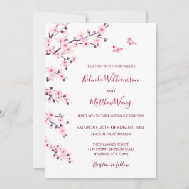 QR-Code | Kirschblüten Rosa Weiße Hochzeit Einladung
