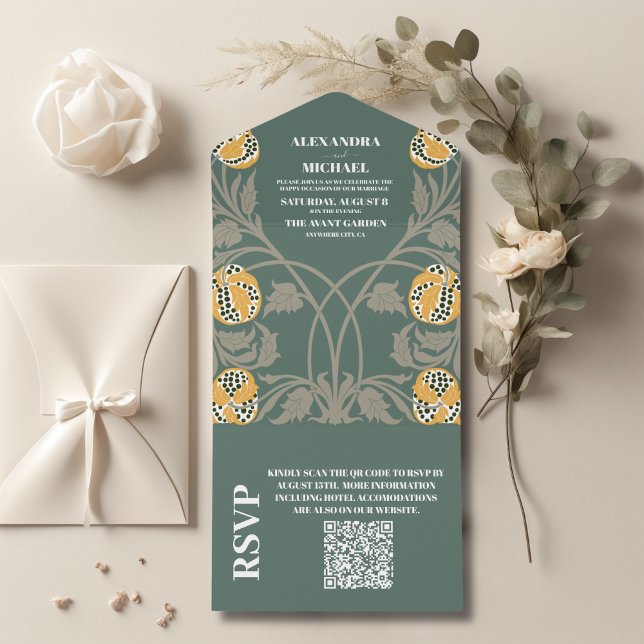 QR Code Klassische Jugendstil-Hochzeit All In One Einladung (Von Creator hochgeladen)