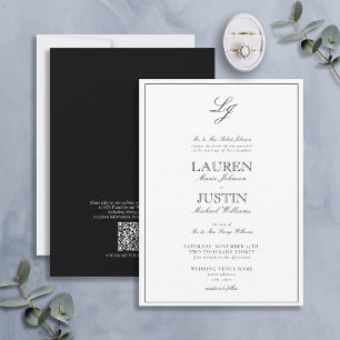 QR Code Klassische Skriptmonogramm-Hochzeit Einladung