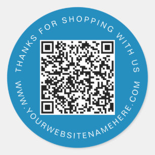QR-Code Kleinunternehmens-Website Name Ibiza Blau Runder Aufkleber