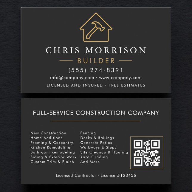 QR-Code-Konstruktions-Builder Schwarz Gold  Visitenkarte (Von Creator hochgeladen)