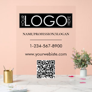 QR-Code-Kontaktinformation für das Logo von Black Acrylschild