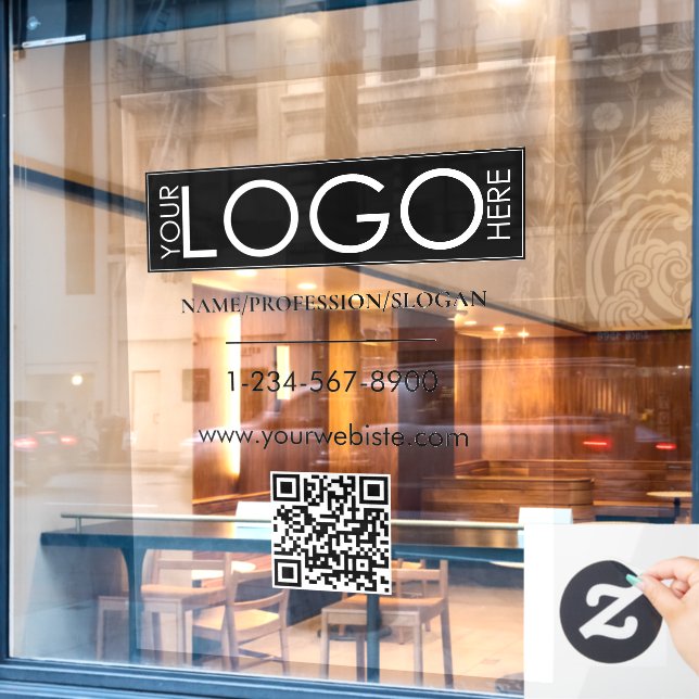 QR-Code-Kontaktinformation für das Logo von Black  Fensteraufkleber (Café-Fenster)