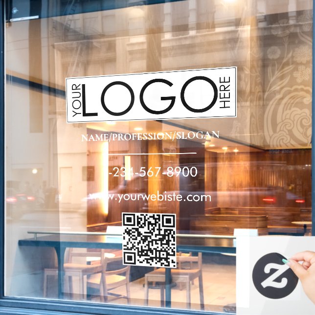 QR-Code-Kontaktinformation für das Logo von White  Fensteraufkleber (Café-Fenster)