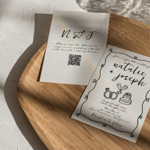 QR-Code-Kritzelei Handgezeichnete Einzigartige Hoc Einladung