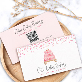 QR Code Kuchen Rosa Sprinklen Konditorcreme Koch C Visitenkarte