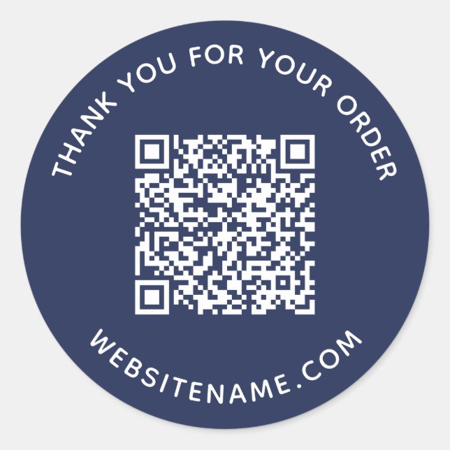 QR Code Kunde Vielen Dank Navy Blue Runder Aufkleber (Vorderseite)