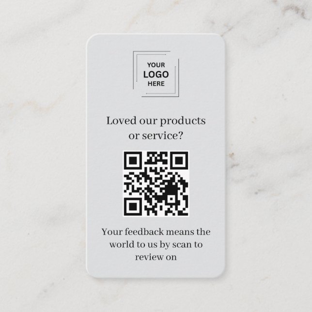 QR-Code-Kundenbewertung Grau Business-Stil Visitenkarte (Vorderseite)