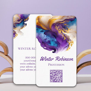 QR-Code kunstvoll gold Alkohol-Tinte Visitenkarte